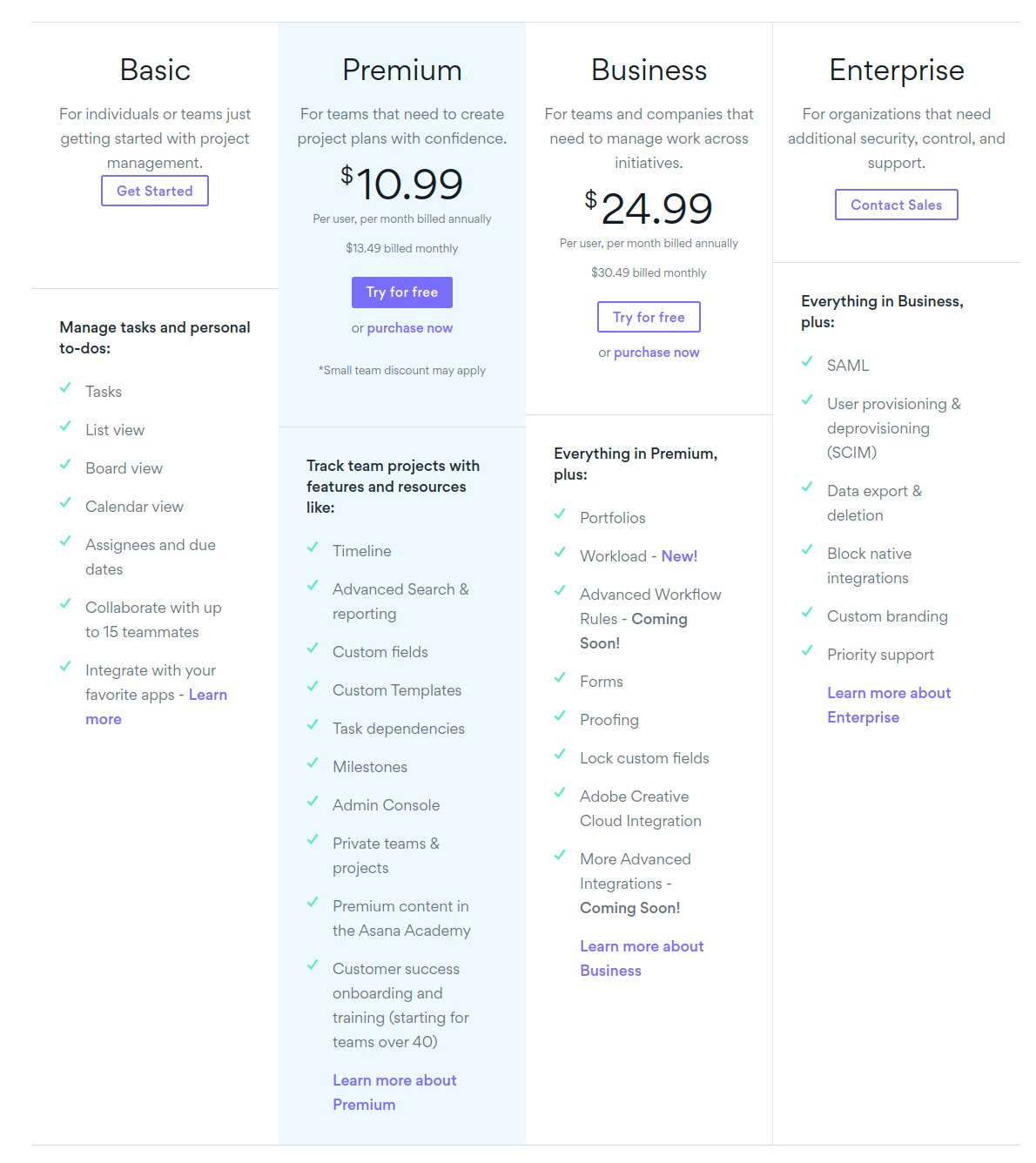 Asana Pricing 