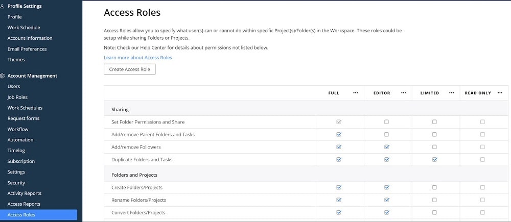 Flexible Access Roles in Wrike