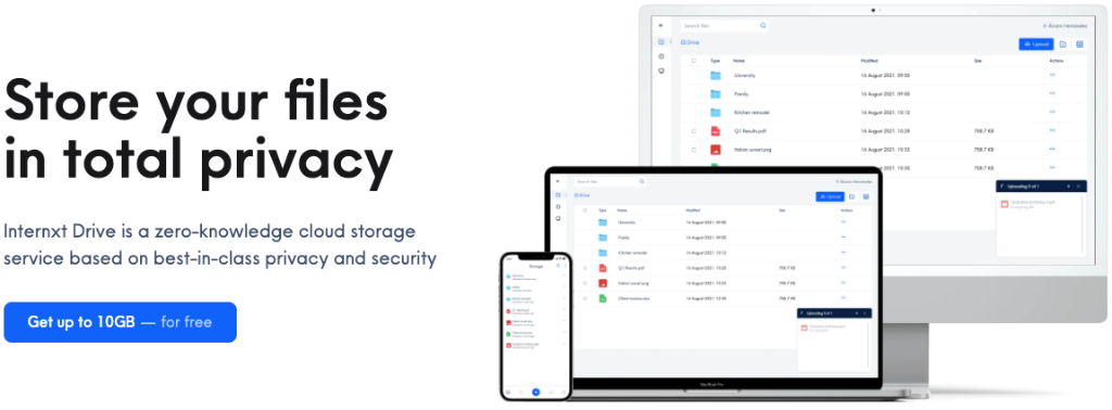 Internxt as dropbox alternatives