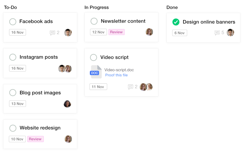 ProofHub Kanban Board