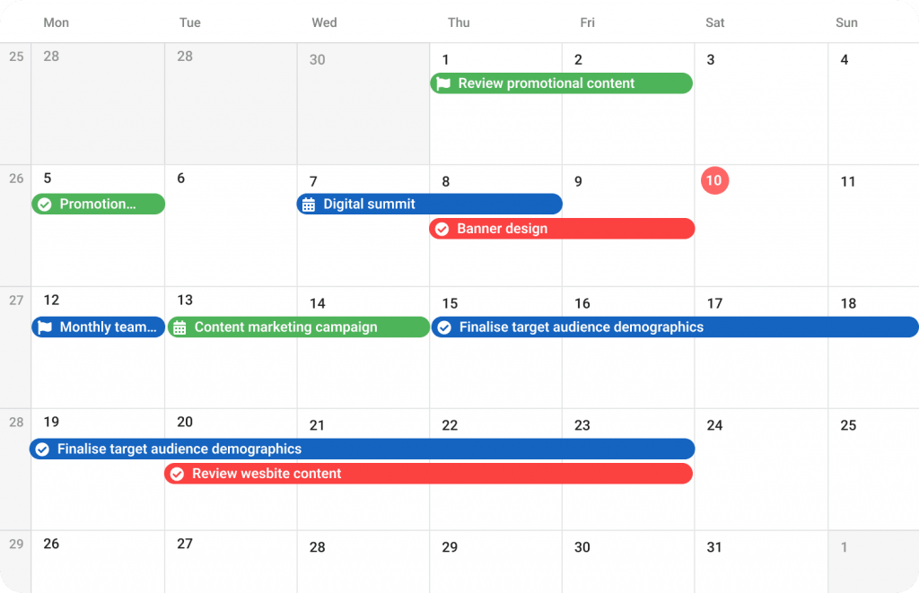 Plan, manage and visualize your work through a shared team calendar in ProofHub