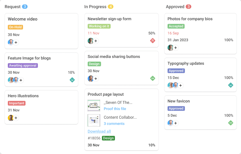 ProofHub task board view