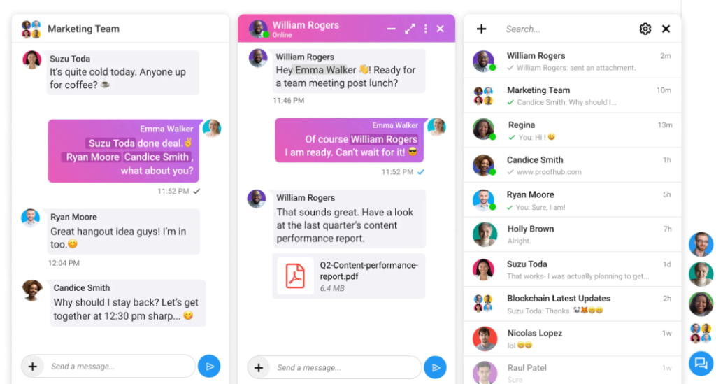ProofHub chat for effective hybrid team communication