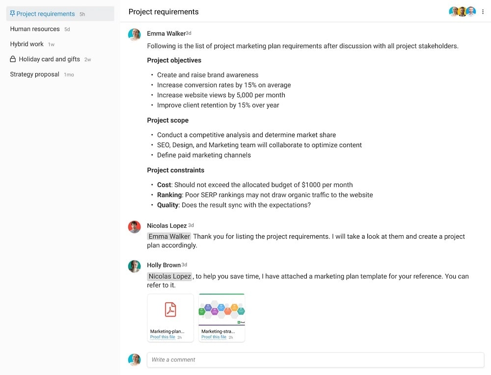 Use discussions to add assign weekly goals