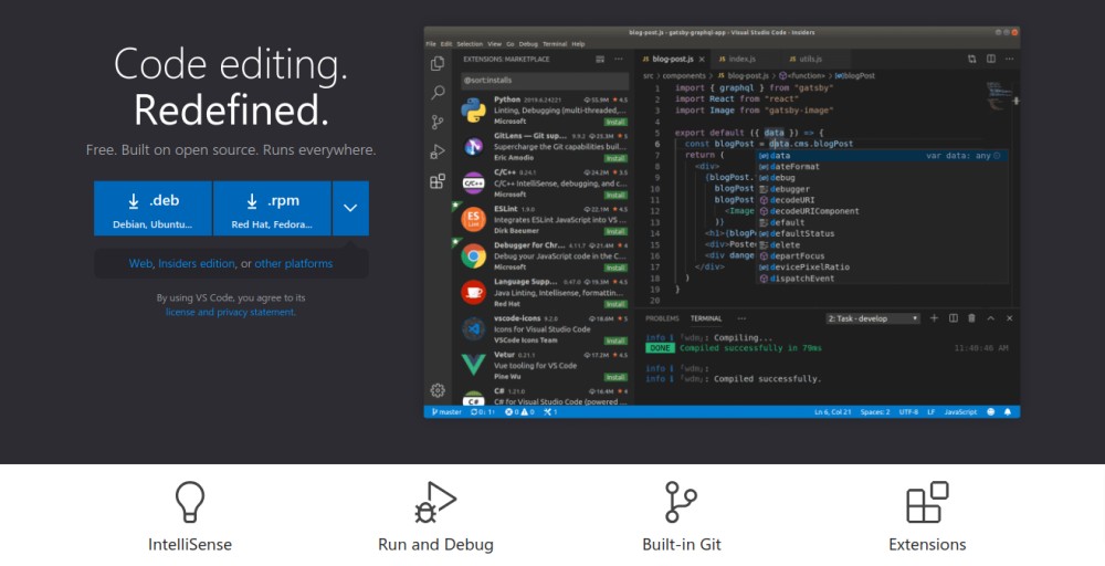 Visual Studio Code - Best for code writing and editing