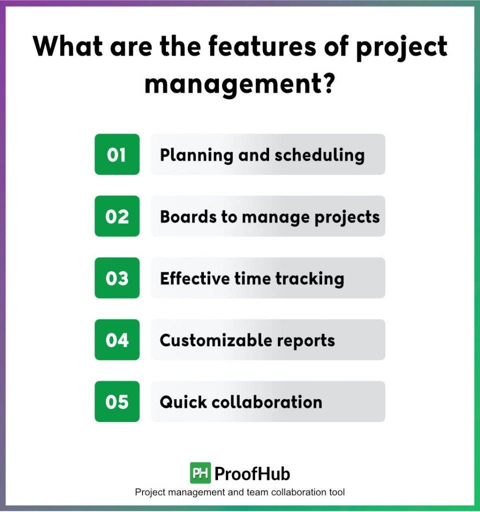 What are the features of project management